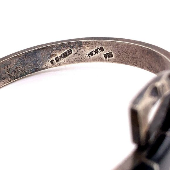 VTG Estate Taxco Sterling Silver & Black Onyx 7 ½" Bangle Bracelet! 73 - Picture 7 of 7